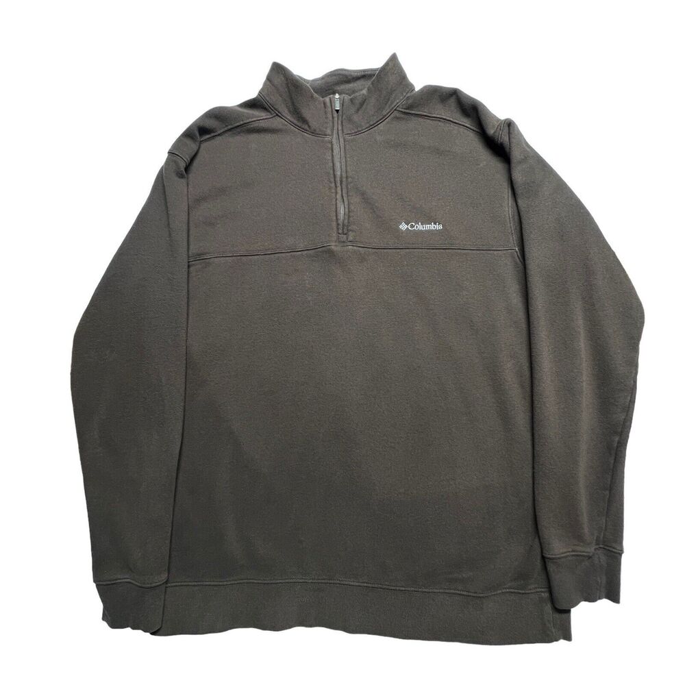 Columbia Shirt Mens XL Brown Sweatshirt Fleece 1/4 Zip Long Sleeve Pullover